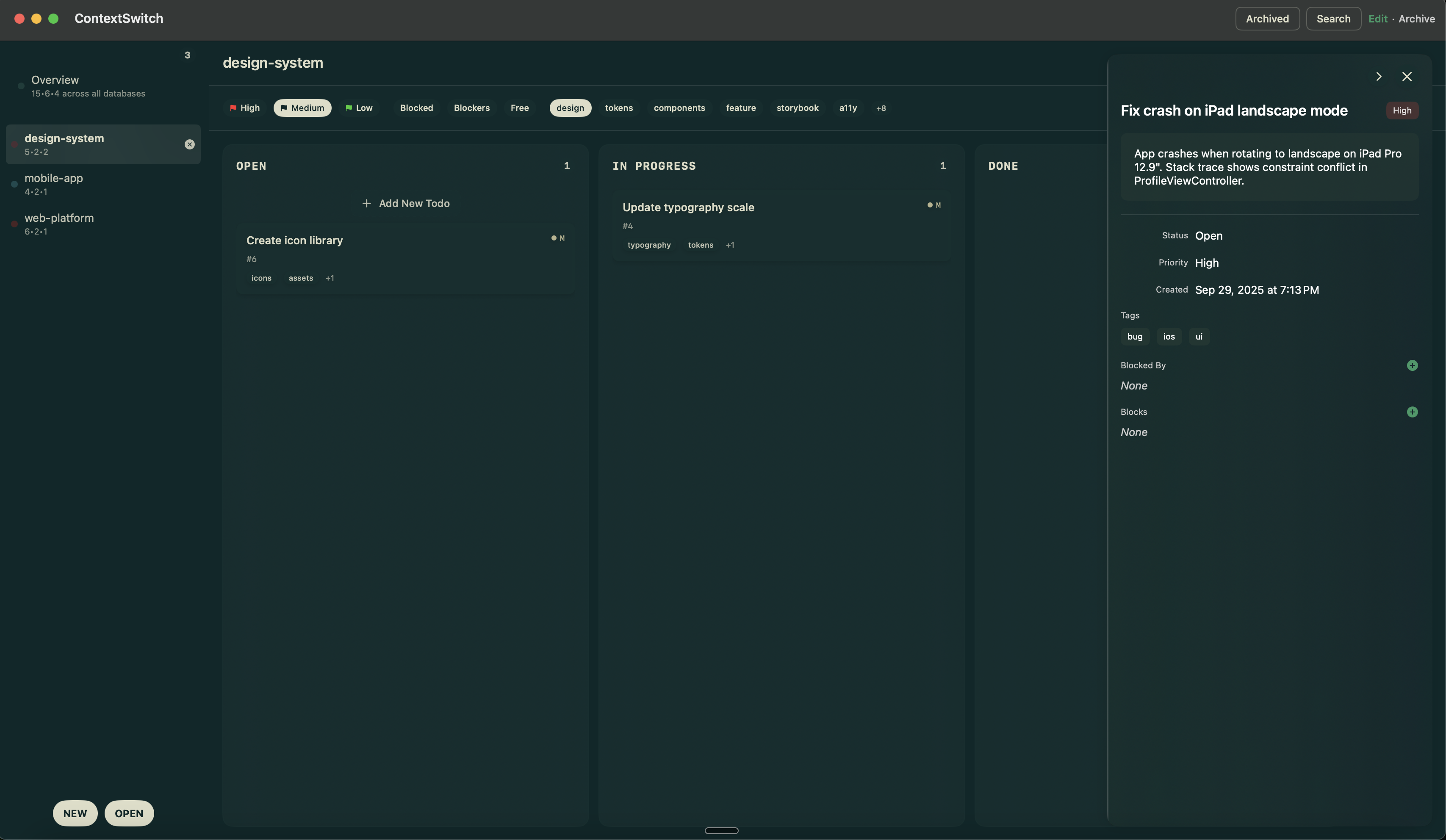 Multiple project databases in the sidebar